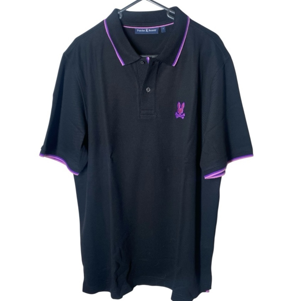 Psycho Bunny Black Polo with Purple Trim